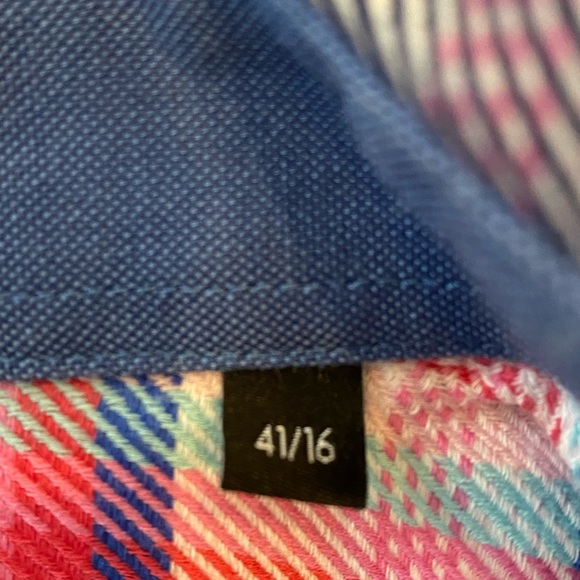 Hammer Made Mens Blue Pink White Plaid Button Down w contrasting Cuffs / 16 -41 - Picture 11 of 12
